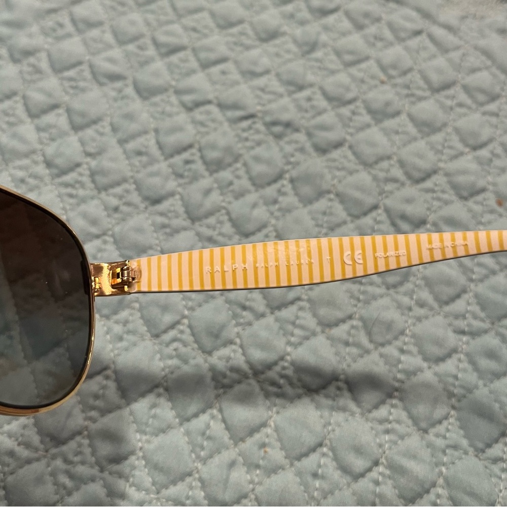 Ralph Lauren Gold and Brown Aviator Sunglasses - Picture 5 of 5